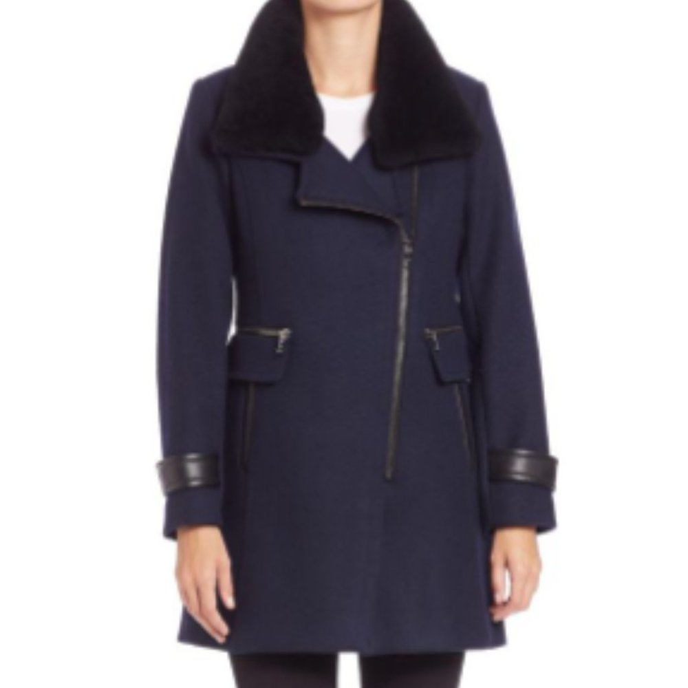 Navy Blue Aubree Lamb Shearling Jacket